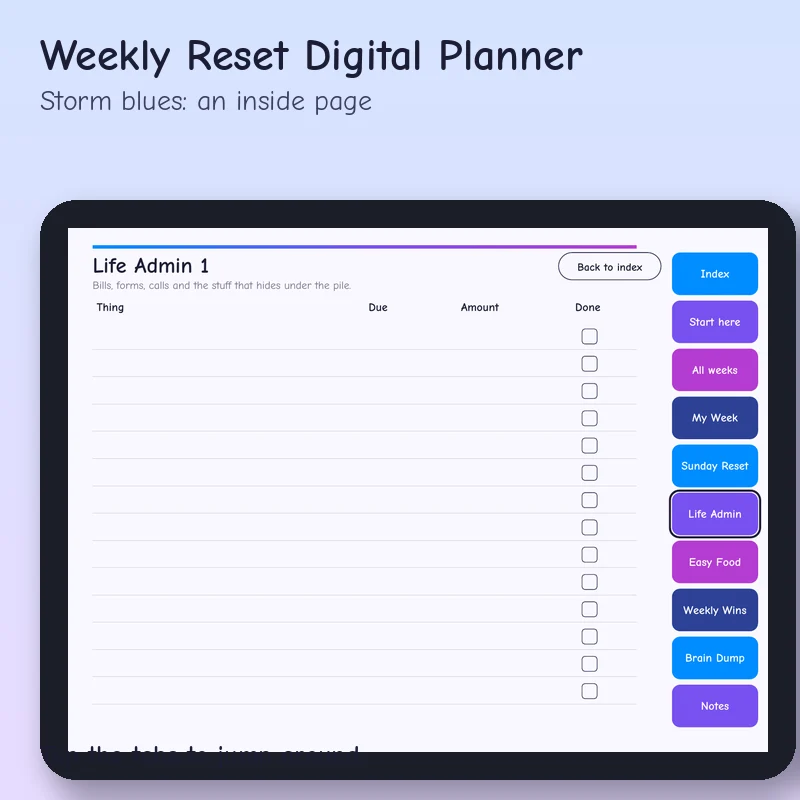 Weekly Reset Digital Planner, preview image 2