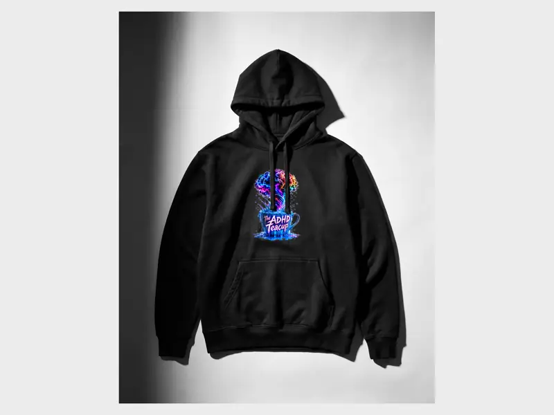 The ADHD Teacup Logo Hoodie, preview image 2
